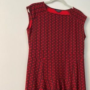 Land's End Red Capped Sleeve Ponte Knit Fit & Flare Dress